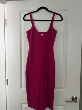 Lovers + Friends Fuchsia Midi Dress with Front Slit